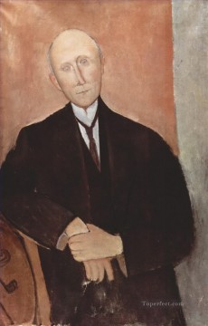  Background Oil Painting - sitting man on orange background 1918 Amedeo Modigliani